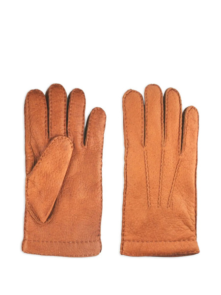  Restelli Leather Stitched Gloves - Brown 