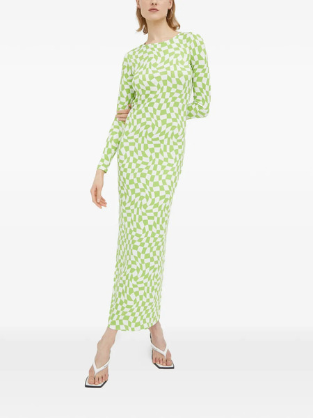  Résumé Open-back Checkd Midi Dress - Green 