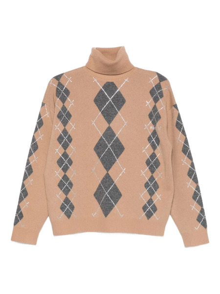  Retrofete Alberte Embellished Argyle-pattern Sweater - Neutrals 