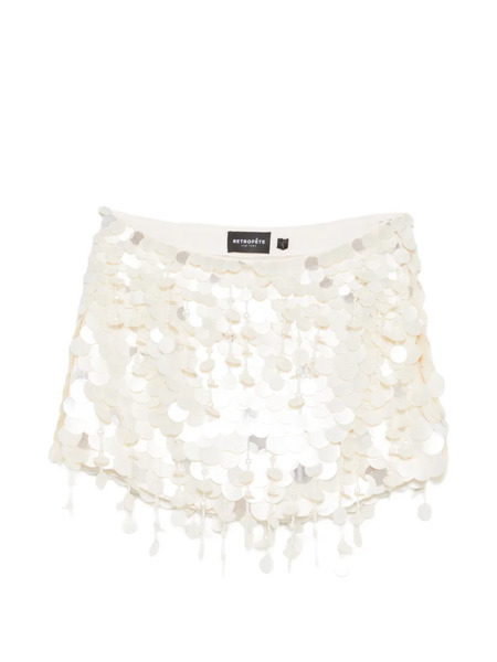  Retrofete Beaded-embellishment Mini Skirt - White 
