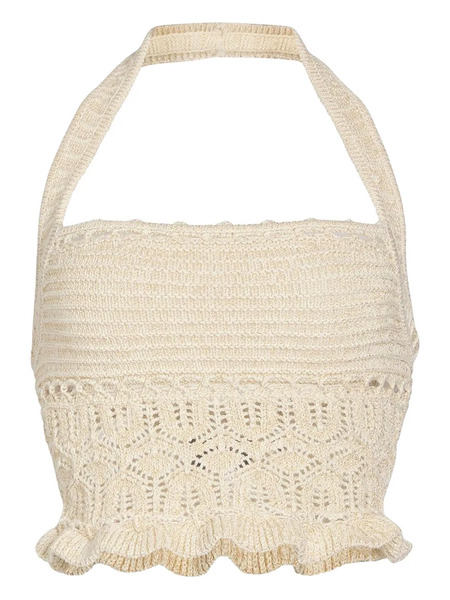 Retrofete Crochet Halterneck Top - Neutrals 