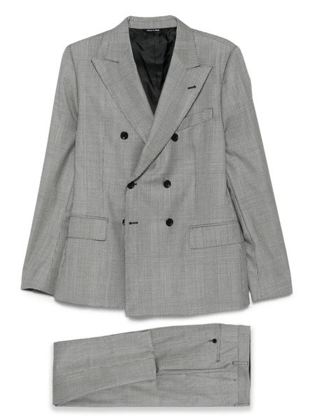  Reveres 1949 Double-breasted Checked-pattern Suit - Grey 