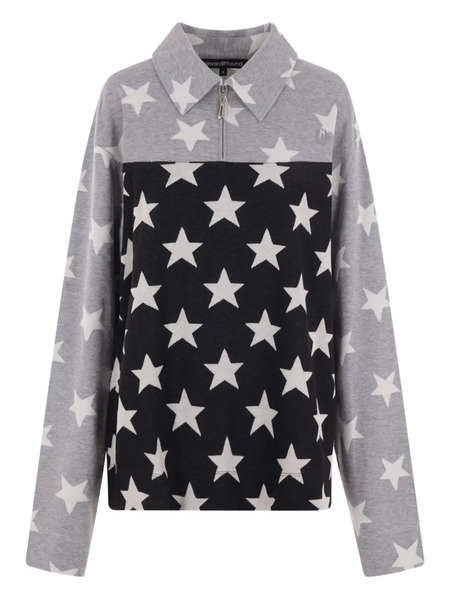  Reward If Found Star-print Polo Top - Grey 