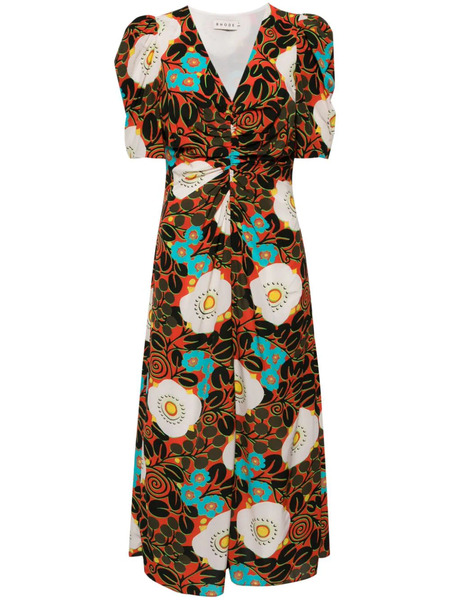  Rhode Maci Printed Midi Dress - Red 