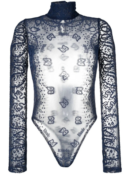  Rhude Bandana-embroidered Bodysuit - Blue 