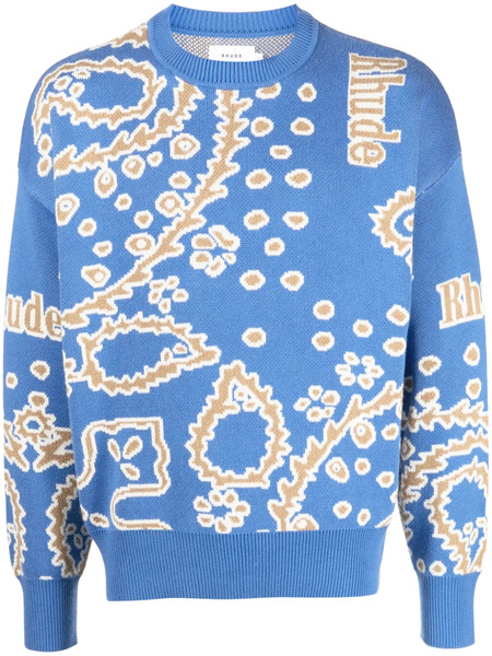  Rhude Bandana-knit Sweater - Blue 