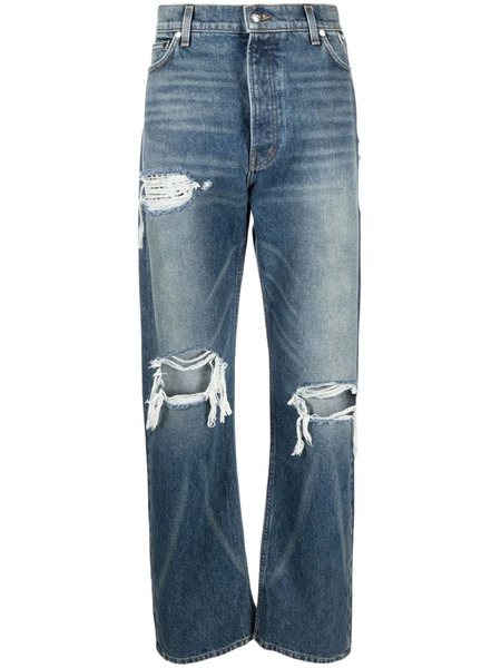  Rhude Boxer Distressed Straight-leg Jeans - Blue 