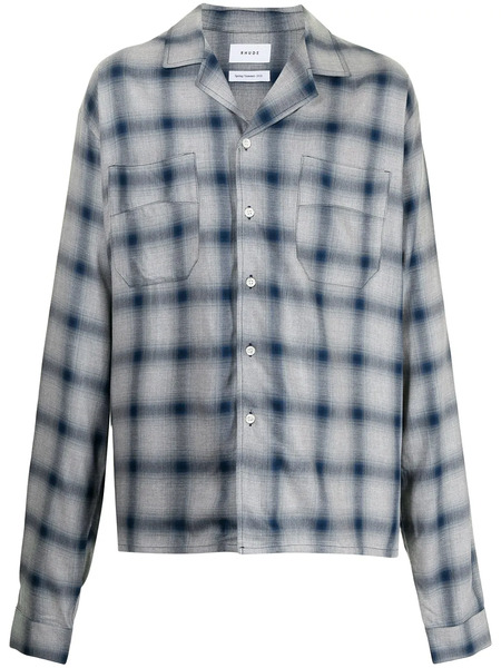  Rhude Check-print Buttoned Shirt - Blue 