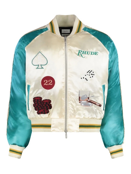  Rhude Embroidered Bomber Jacket - White 