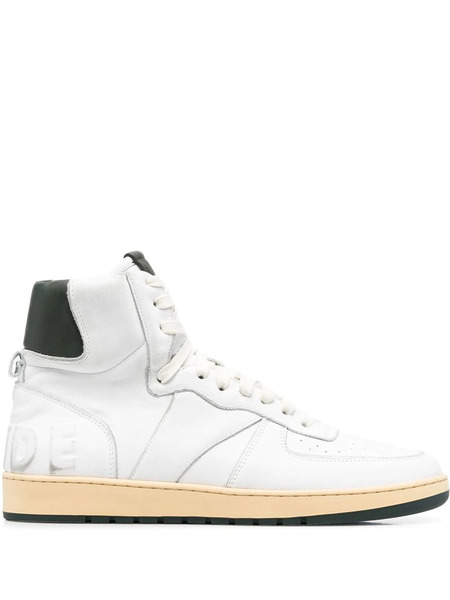  Rhude High-top Leather Sneakers - White 