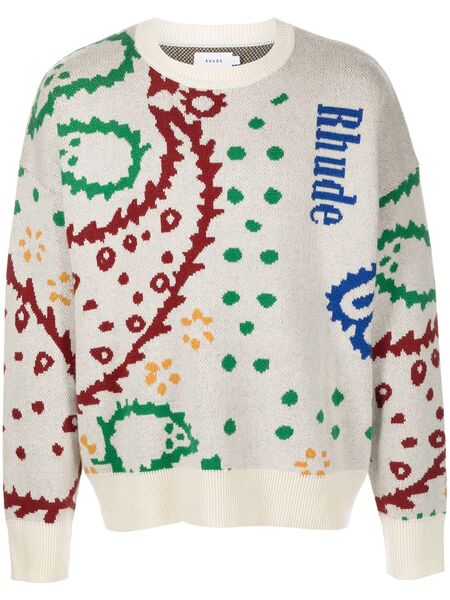  Rhude Intarsia Knit Sweater - Neutrals 