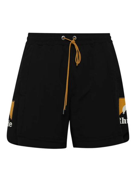  Rhude Moonlight Logo Drawstring Shorts - Black 