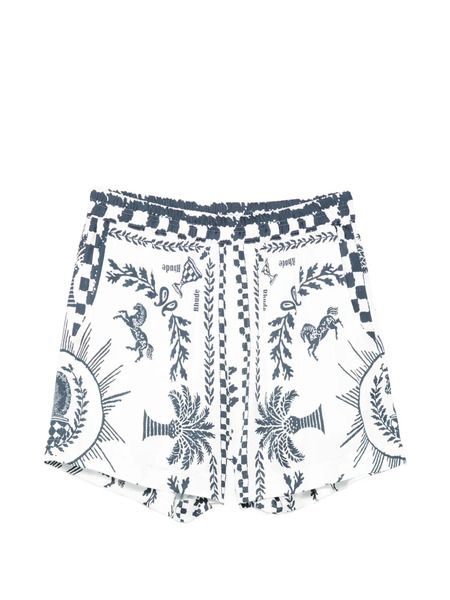  Rhude Patterned Elasticated Shorts - White 
