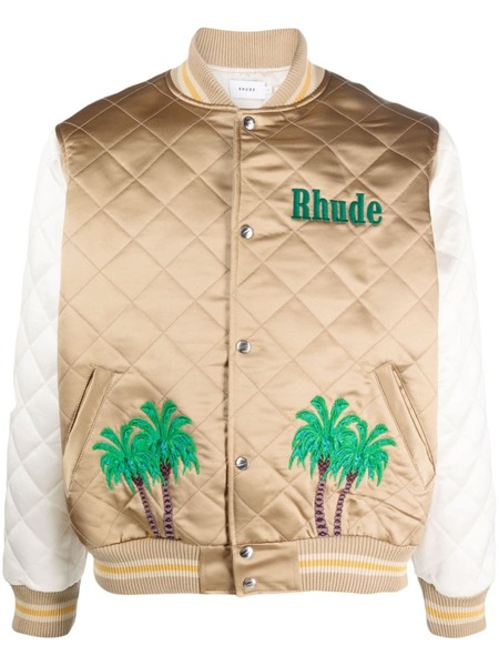 Rhude Satin Bomber Jacket - Brown 