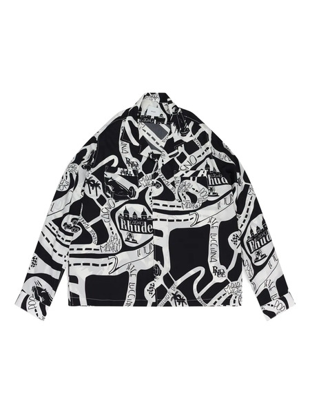  Rhude Strada Silk Button-down Shirt - Black 