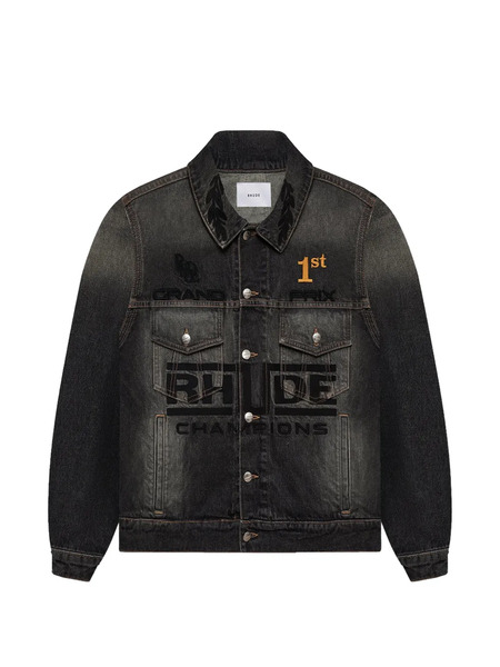  Rhude Tire Denim Trucker Jacket - Black 