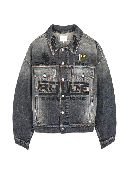  Rhude Tire Denim Trucker Jacket - Grey 