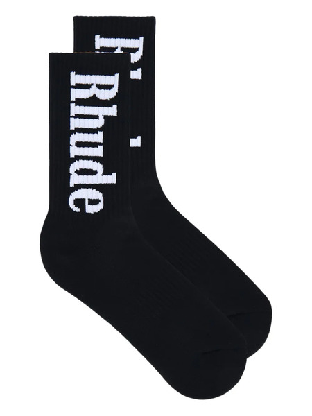  Rhude Vertical-logo Socks - Black 