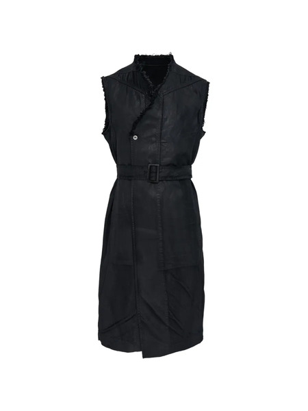  Rick Owens Belted Sleeveless Coat - Black 
