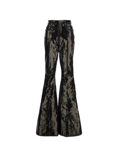  Rick Owens Bolan Sequinned Flared Jeans - Black 
