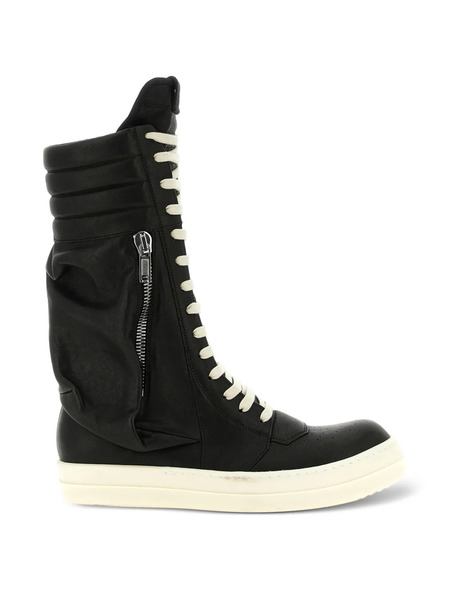  Rick Owens Cargo Geobasket Leather Boots - Black 