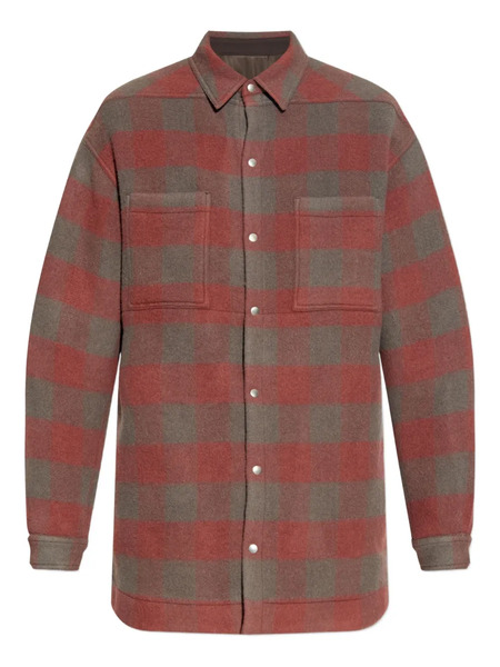  Rick Owens Checked Wool Overshirt - Brown 