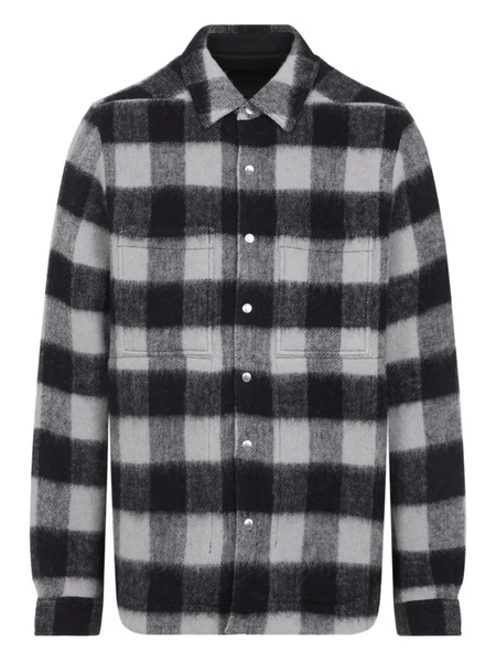  Rick Owens Checked Wool Shirt - Black 