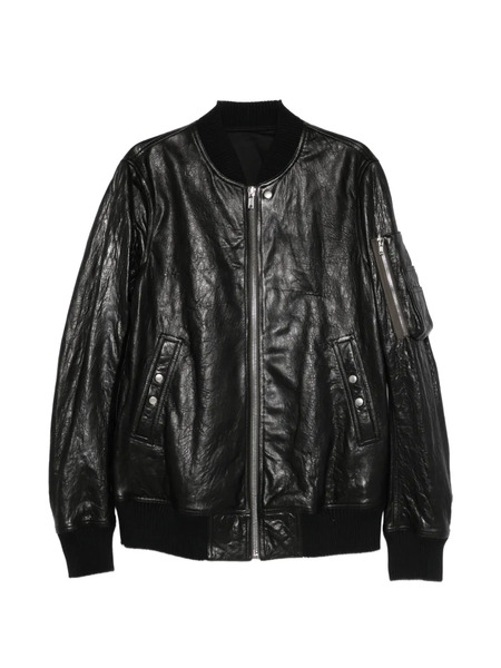  Rick Owens Classic Flight Leather Bomber Jacket - Black 