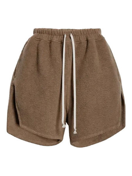  Rick Owens Drawstring Fleece Shorts - Brown 