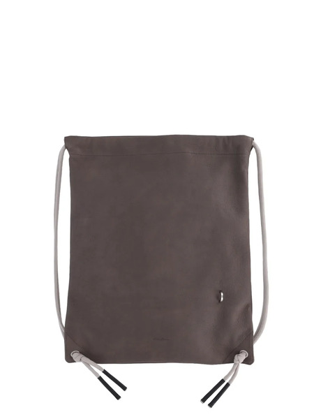  Rick Owens Drawstring Leather Backpack - Brown 