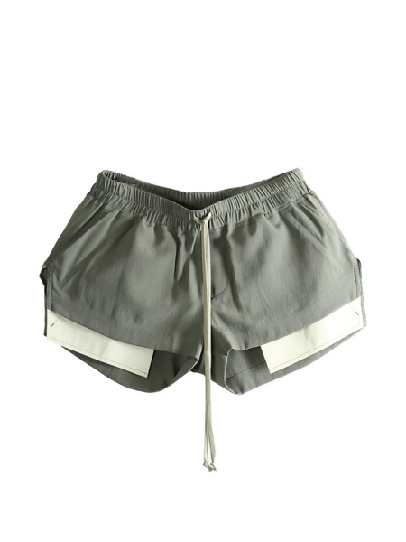  Rick Owens Drawstring Panelled Shorts - Green 