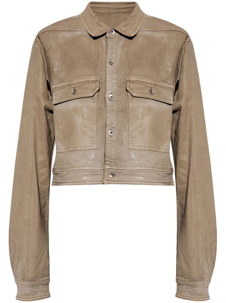  Rick Owens Drkshdw Cut-out Foiled Denim Jacket - Neutrals 