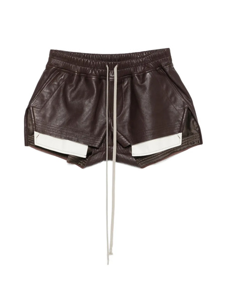  Rick Owens Fog Boxers Drawstring Panelled Shorts - Brown 