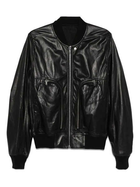  Rick Owens Leather Bomber Jacket - Black 