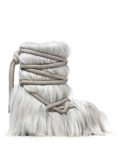  Rick Owens Lunar Mega Tractor Fur Boots - Grey 