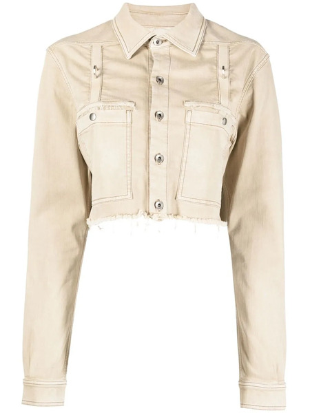  Rick Owens Raw-cut Cropped Shirt Jacket - Neutrals 