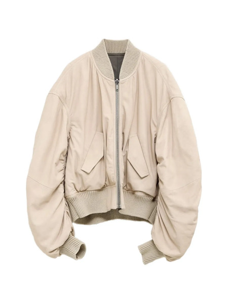 Rick Owens Ribbed Bomber Jacket - Neutrals 