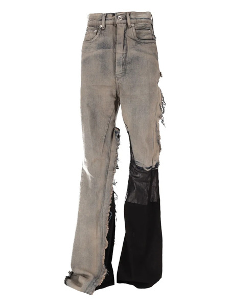  Rick Owens Ripped Panelled Bootcut Jeans - Grey 