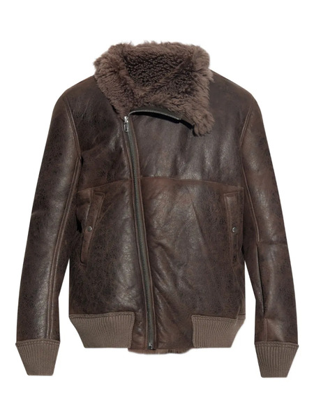  Rick Owens Shearling-collared Zip-front Jacket - Brown 
