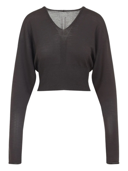  Rick Owens V-neck Wool Blouse - Brown 
