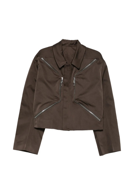  Rick Owens Zip Cropped Jacket - Brown 