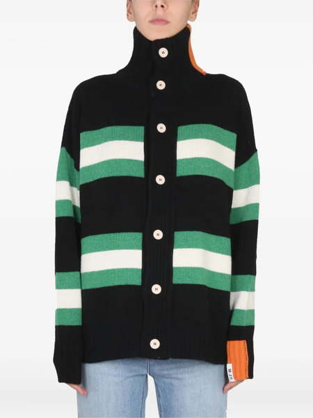  Right For Striped Buttoned Cardigan - Black 