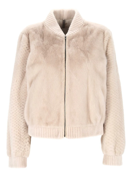  Rindi Ribbed Trim Zip Jacket - Neutrals 