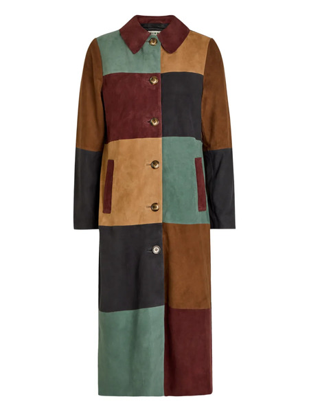  Rixo Milly Patchwork Button Coat - Brown 