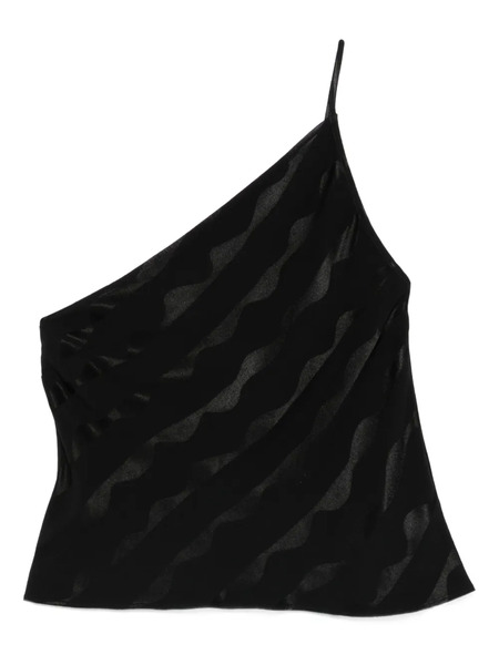  Rixo One-shoulder Wave-pattern Top - Black 