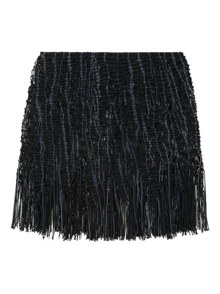  Roberta Einer Element Knitted Fringe Mini Skirt - Black 