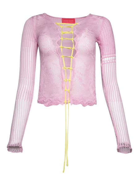  Roberta Einer Kat Lace-up Top - Pink 