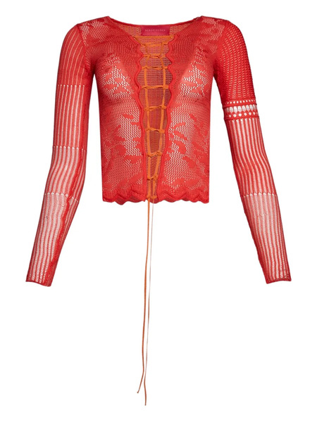  Roberta Einer Kat Lace-up Top - Red 
