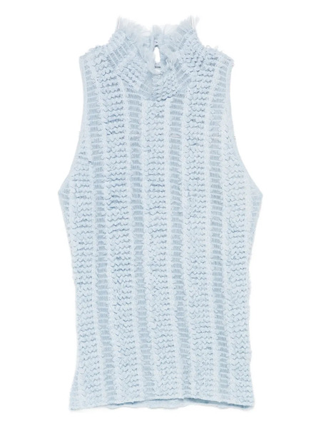  Roberta Einer Ruffled High-neck Top - Blue 