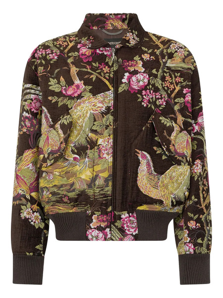  Roberto Cavalli Bird-floral Bomber Jacket - Brown 